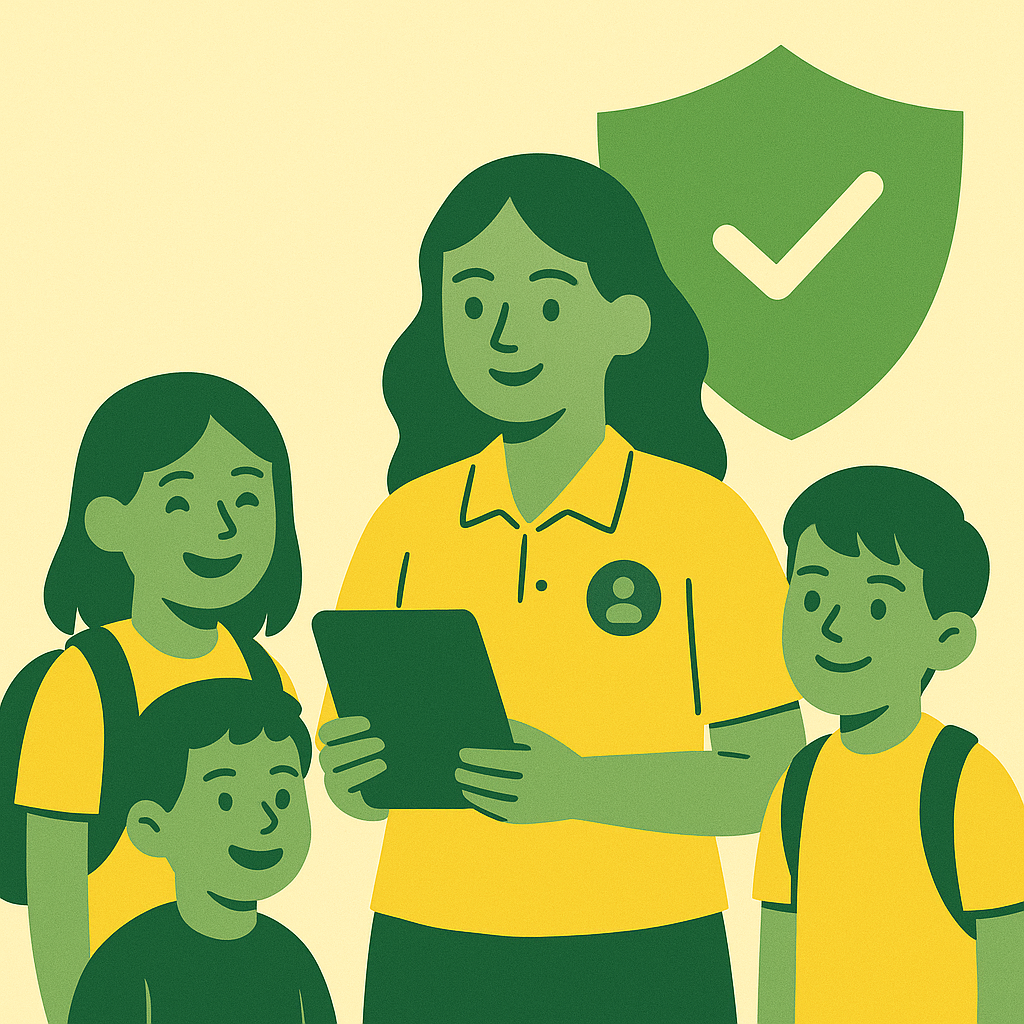 School coordinator greeting student